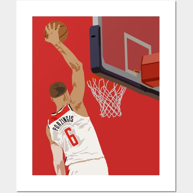 Kristaps Porzingis Slam Dunk Wall Art by rattraptees